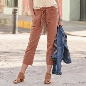 Sundance NWOT Emily Softest Corduroy Crop Pants w/ Tie Coral Size 8